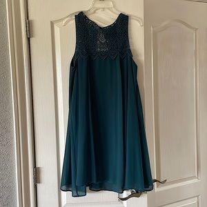 Altar’d State size medium, emerald green dress. Worn once to a wedding.